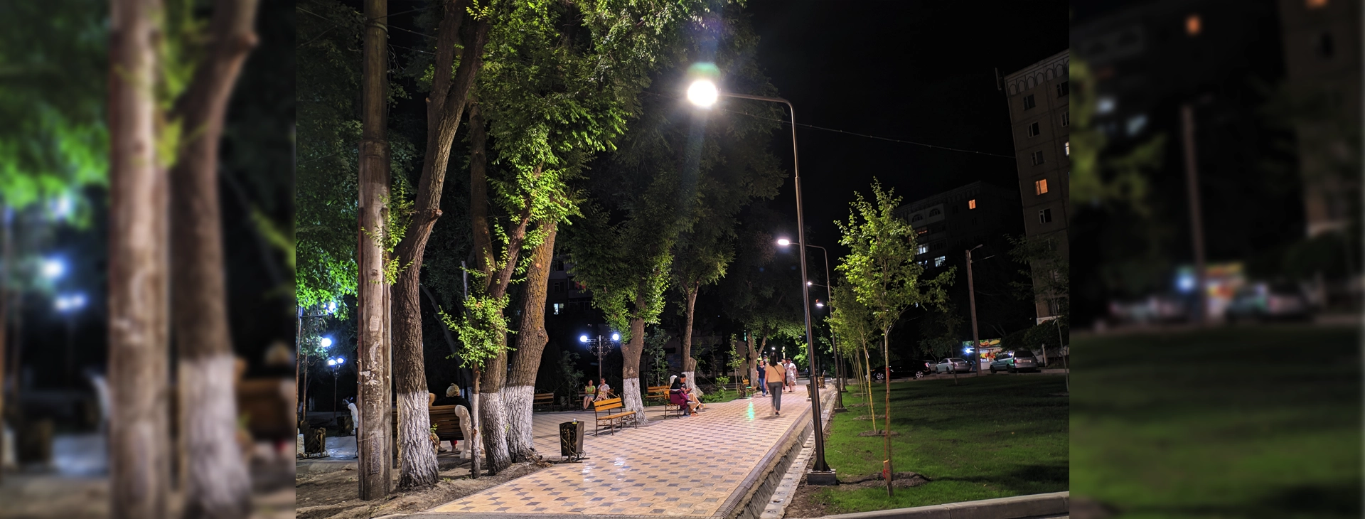 Работы по освещению сквера в 6-м мкр. г. Бишкек